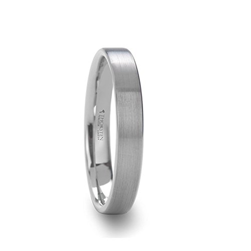 MASON Flat Brush Finished White Tungsten Wedding Ring - 4mm - 8mm