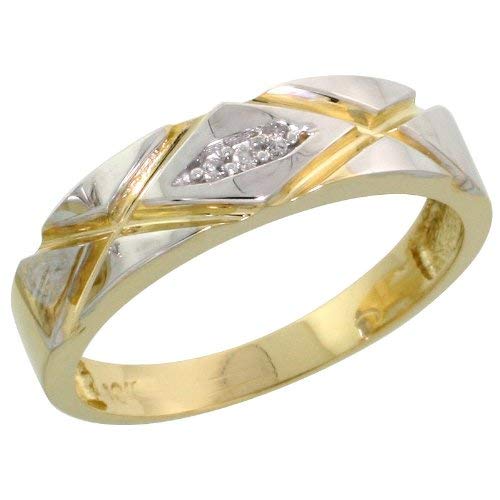 10k Yellow Gold Ladies Diamond Wedding Band Ring 0.02 cttw Brilliant Cut, 3/16 inch 5mm wide