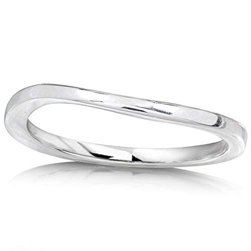 14k White Gold Curved Wedding Band