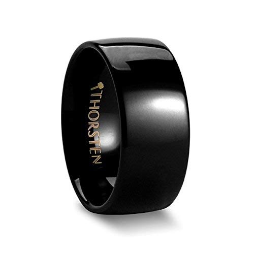 CORVUS Domed 10mm Black Tungsten Wedding Band - FREE Engraving