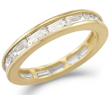 14k Yellow Gold Eternity Wedding Anniversary CZ Band Size 5, 6, 7, or 8