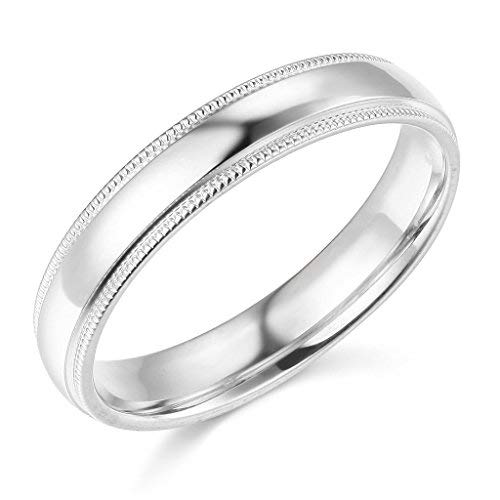 14k Yellow OR White Gold 4mm Plain Milgrain Wedding Band