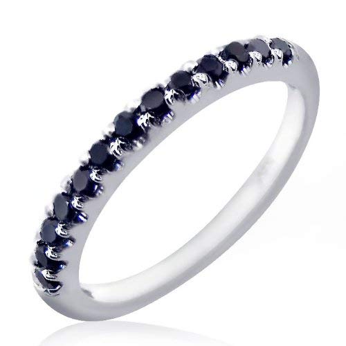 0.25 Carat Fancy Black Diamond Wedding Anniversary Band Ring 10k White Gold