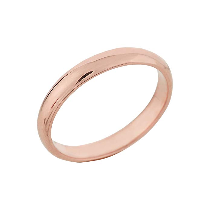 Classic 10k Rose Gold Comfort-Fit Band Dainty 3mm Wedding Ring for Women