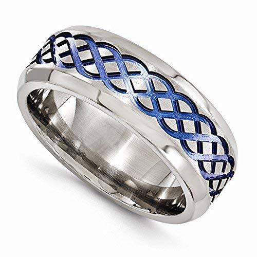 Edward Mirell Titanium Blue Anodized Brushed and Polished 8mm Wedding Band