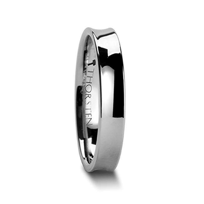 Tungsten Carbide Wedding Ring Concave Design Polished Finish 4mm Band