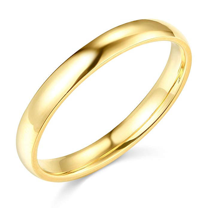 14k White or Yellow Gold 3mm Plain Wedding Band