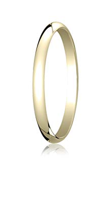 Womens 14K Yellow Gold, 2.0mm Traditional Dome Oval Ring