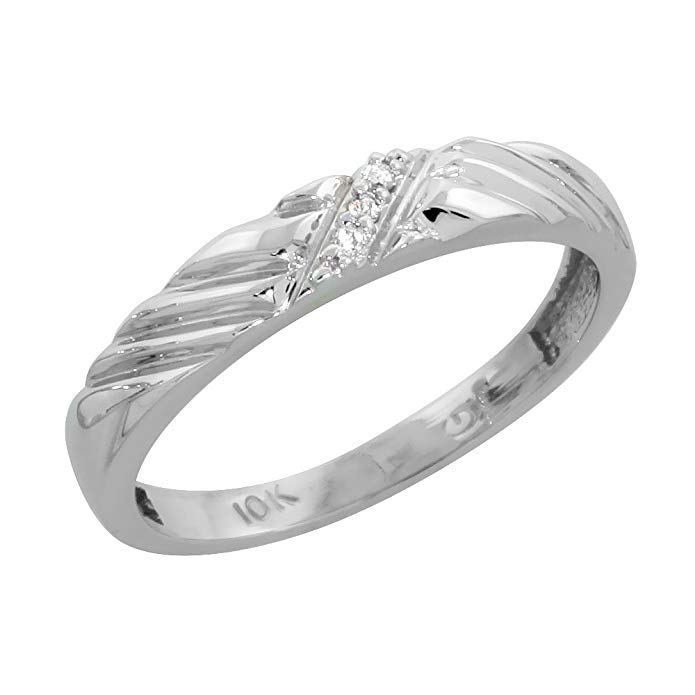 10k White Gold Diamond Engagement Ring Women 0.06 cttw Brilliant Cut 1/8in. 3.5mm wide