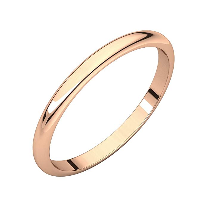 Bonyak Jewelry 14 k Rose Gold 2mm Half Round Band - Size 6