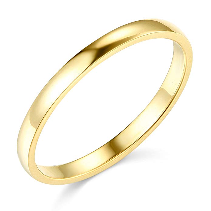 14k White or Yellow Gold 2mm Plain Wedding Band