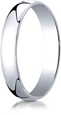 Benchmark 14K White Gold 4mm Low Dome Light Wedding Band Ring (Sizes 4 - 15 )