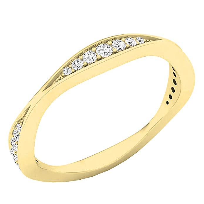 Dazzlingrock Collection 0.20 Carat (ctw) 14K Gold Round Cut White Diamond Ladies Anniversary Wedding Band 1/5 CT