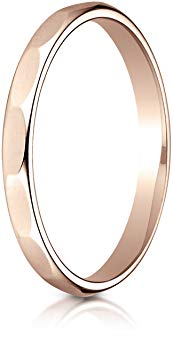 Benchmark 14k Rose Gold 2mm High Polished Faceted Design Band, (Sizes 4-15)