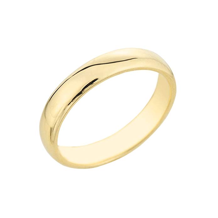 High Polish 10k Yellow Gold Comfort-Fit Band 4mm Plain Wedding Ring for Women