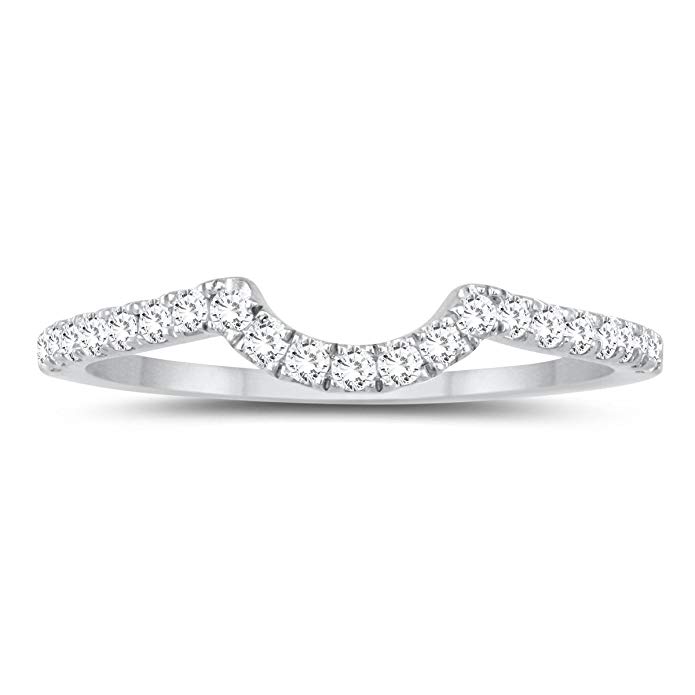 1/4 Carat TW Curved Diamond Wedding Band in 10k White Gold