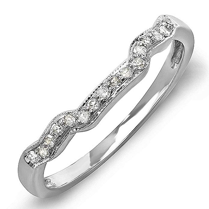 0.15 Carat (ctw) 14k White Gold Round Diamond Ladies Anniversary Wedding Ring Band Enhancer Guard