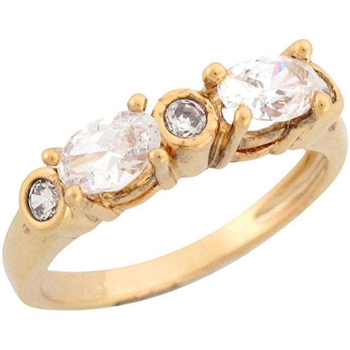 10k Yellow Gold White CZ Classic Ladies Wedding Anniversary Band Ring