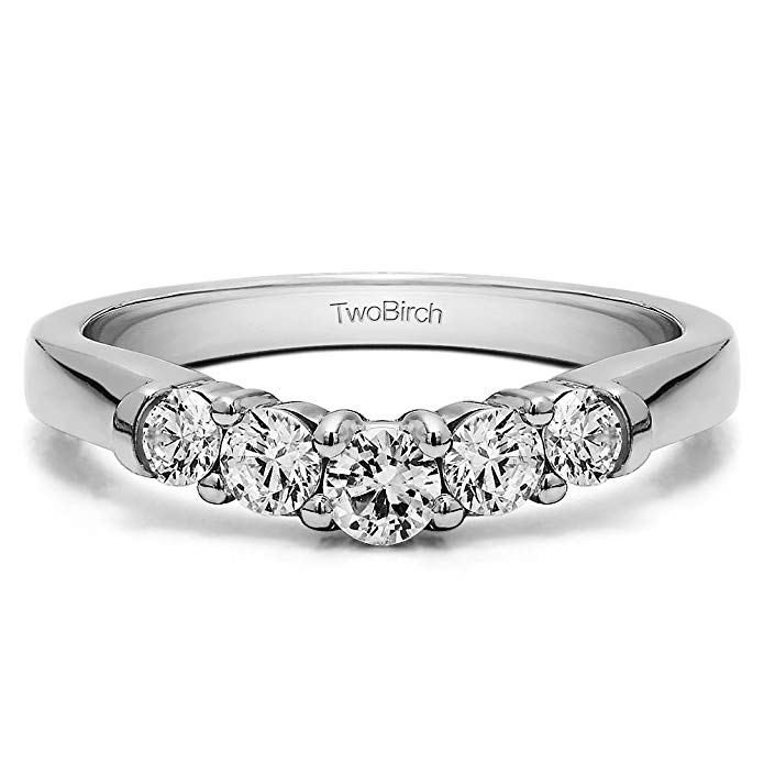 Diamonds (G-H,I2-I3) Contoured Wedding Ring In Sterling Silver(0.19Ct) Size 3 To 15 in 1/4 Size Interval