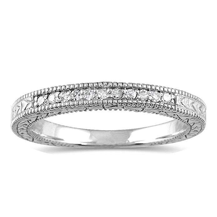 1/10 Carat TW Diamond Wedding Band in 10K White Gold