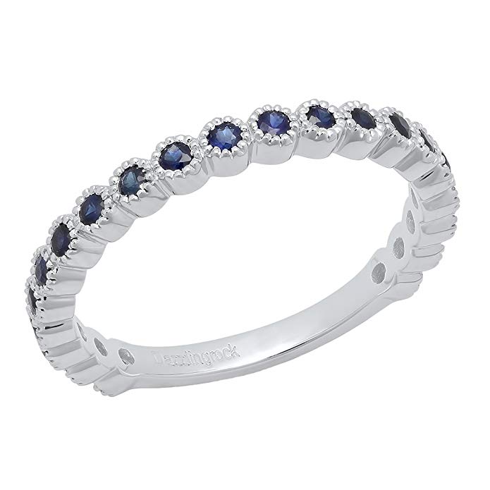 Dazzlingrock Collection 14K White Gold Round Gemstone Eternity Stackable Anniversary Wedding Band