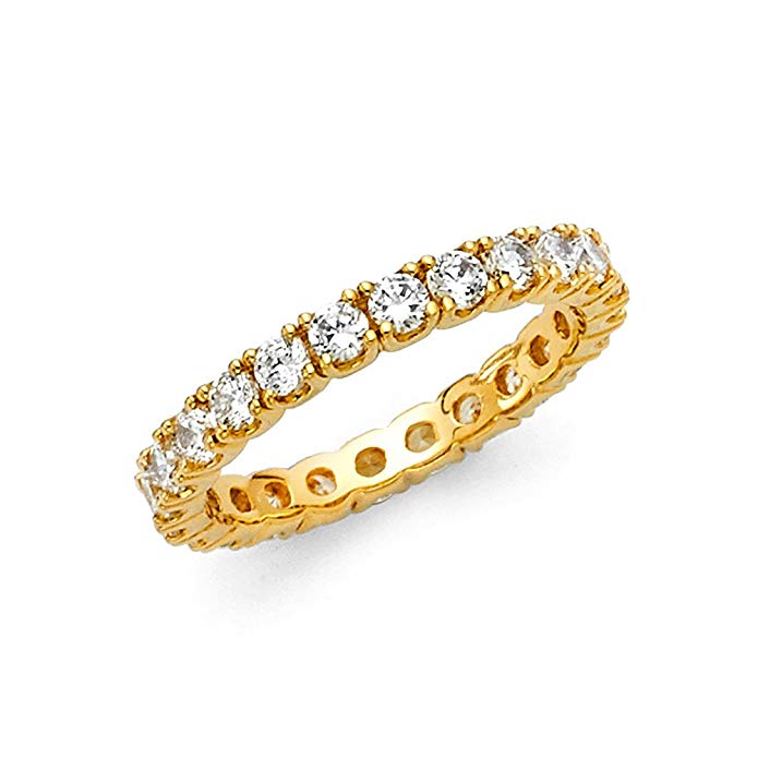 14k Solid Yellow Gold Eternity Band Stackable Ring Channel Set Endless Wedding Band 2.6 MM