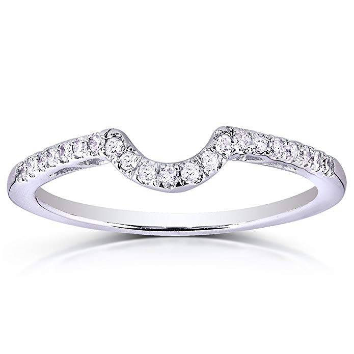 Round Diamond Curved Wedding Band 1/6 Carat (ctw) in 10K White Gold