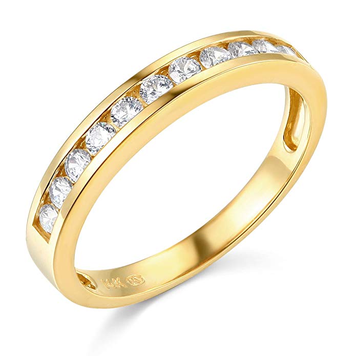 14k Yellow OR White Gold Channel Set Wedding Band