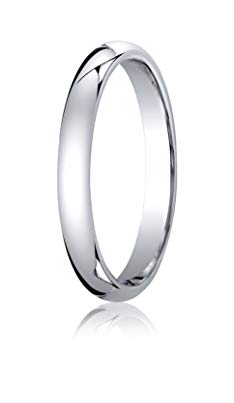 Womens 10K White Gold, 3mm Slightly Domed Standard Comfort-Fit Ring