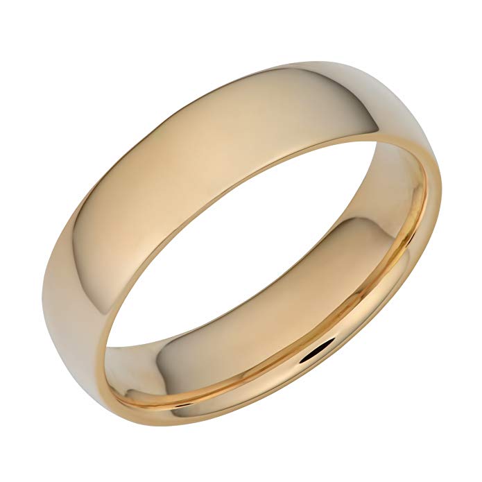 14k Yellow Gold 6mm Comfort Fit Hollow Wedding Band