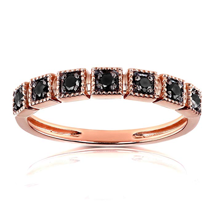 Black Diamond Wedding Ring 1/6ct TDW in 10k Rose Gold