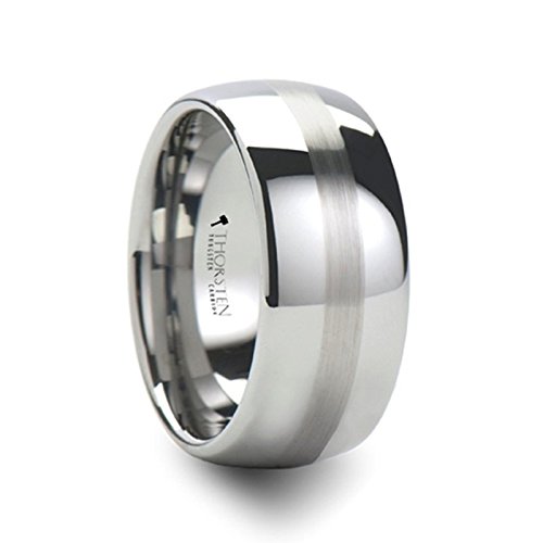 BELLATOR Domed with Brushed Stripe Tungsten Wedding Ring - 8 mm - FREE Engraving, FREE Expedited Shipping & FREE