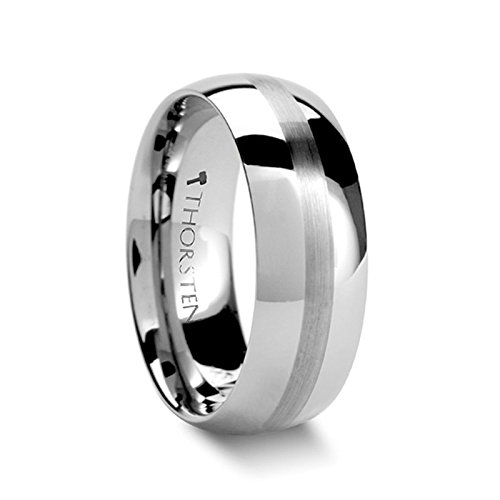 BELLATOR Domed with Brushed Stripe Tungsten Wedding Ring - 6 mm