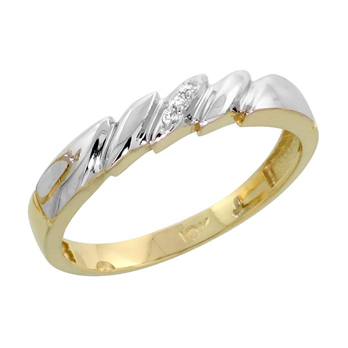 10k Yellow Gold Diamond Engagement Ring Women 0.05 cttw Brilliant Cut 5/32 inch 4mm wide