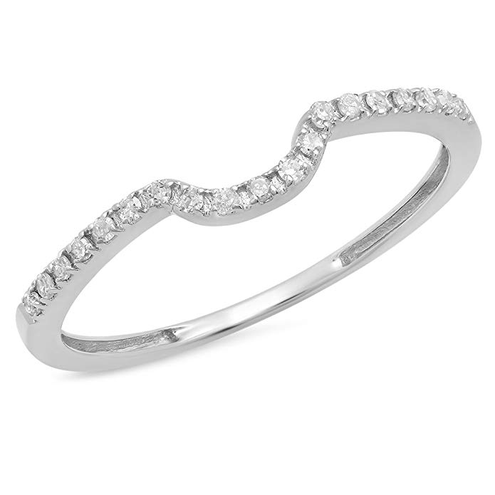 Dazzlingrock Collection 0.11 Carat (ctw) 14K Gold Round White Diamond Ladies Wedding Band Guard Ring