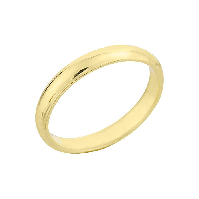 Classic 10k Yellow Gold Comfort-Fit Band Dainty 3mm Wedding Ring for Women