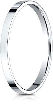 Benchmark 14K White Gold 2mm Traditional Flat Wedding Band Ring (Sizes 4 - 15 )