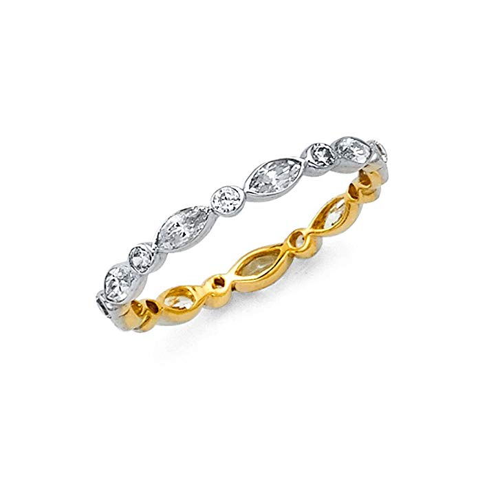 14k Solid Yellow Gold Eternity Band Stackable Ring Channel Set Endless Wedding Band 2.6 MM