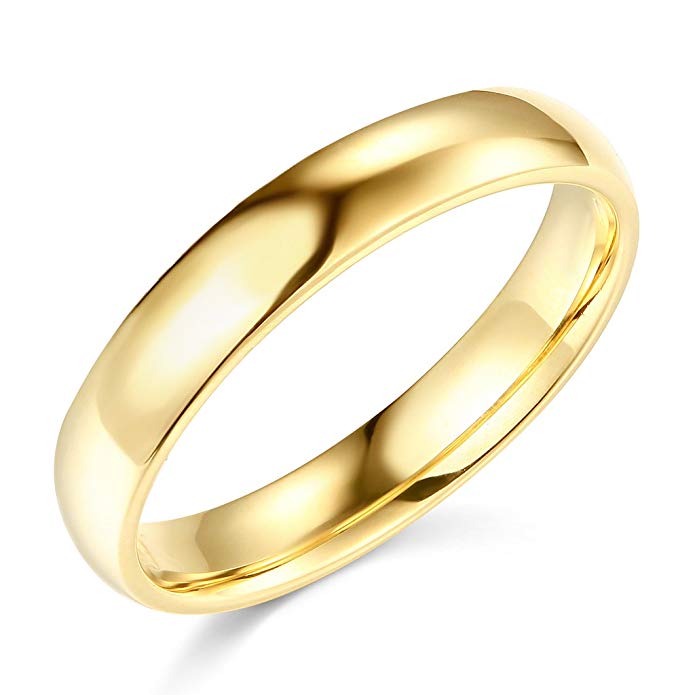 14k White or Yellow Gold 4mm Plain Wedding Band