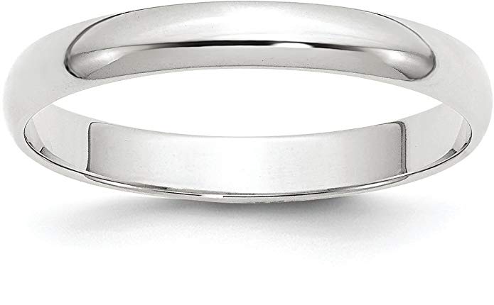 10k Gold 3mm Half Round Plain Classic Wedding Band