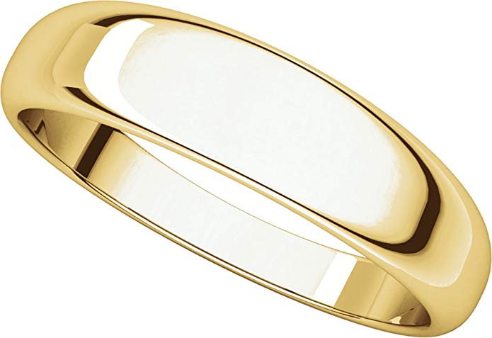 Womens 10K Yellow Gold, Half Round Tapered Wedding Band 5MM