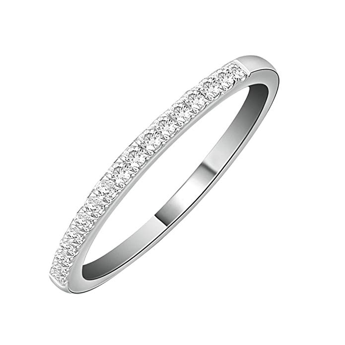 10K White Gold Prong Set White Diamond Anniversary Ring (1/10 Carat) - IGI Certified