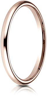 Benchmark 14K Rose Gold 2mm Slightly Domed Standard Comfort-Fit Wedding Band Ring (Sizes 4 - 15 )