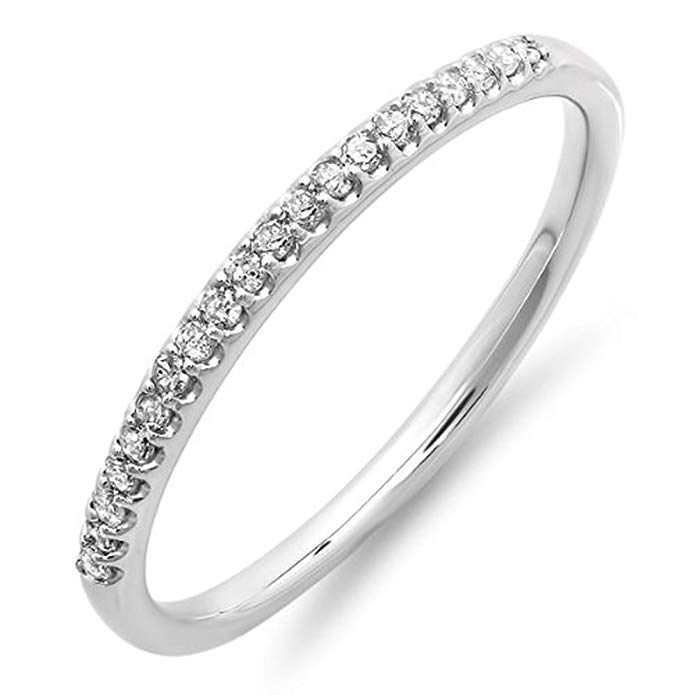 Dazzlingrock Collection 0.15 Carat (ctw) 18K Gold Round Cut Diamond Ladies Dainty Anniversary Wedding Stackable Band