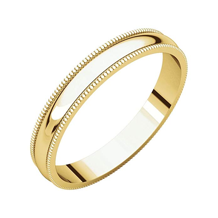 Bonyak Jewelry 10k Yellow Gold 3mm Light Milgrain Band - Size 6