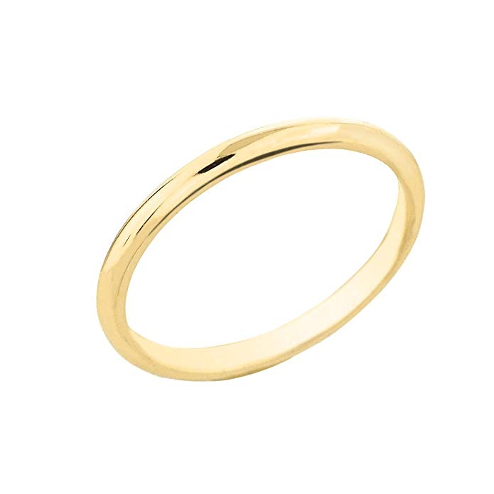 Dainty 10k Yellow Gold Comfort-Fit Band Traditional 2mm Wedding Ring for Women