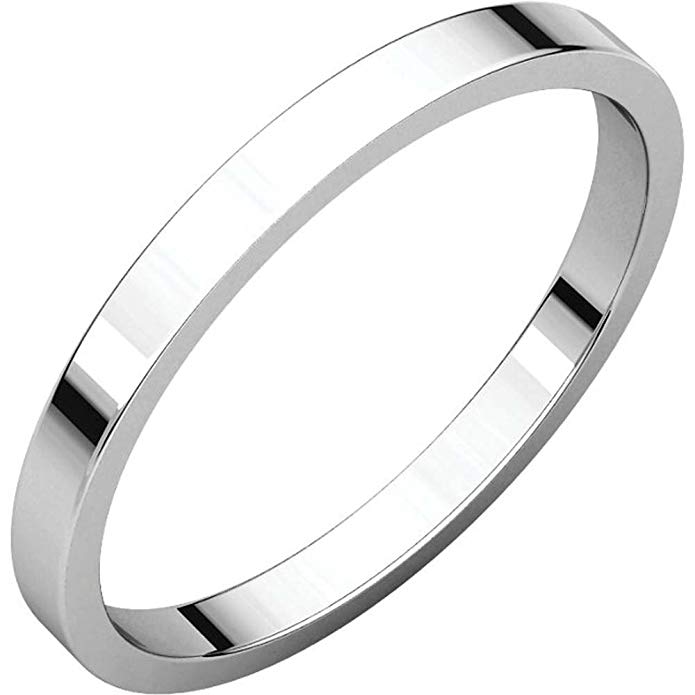 02.00 mm Flat Band in 10K White Gold ( Size 6 )