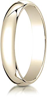 Benchmark 10K Yellow Gold 4mm Slightly Domed Traditional Oval Wedding Band Ring (Sizes 4 - 15 )