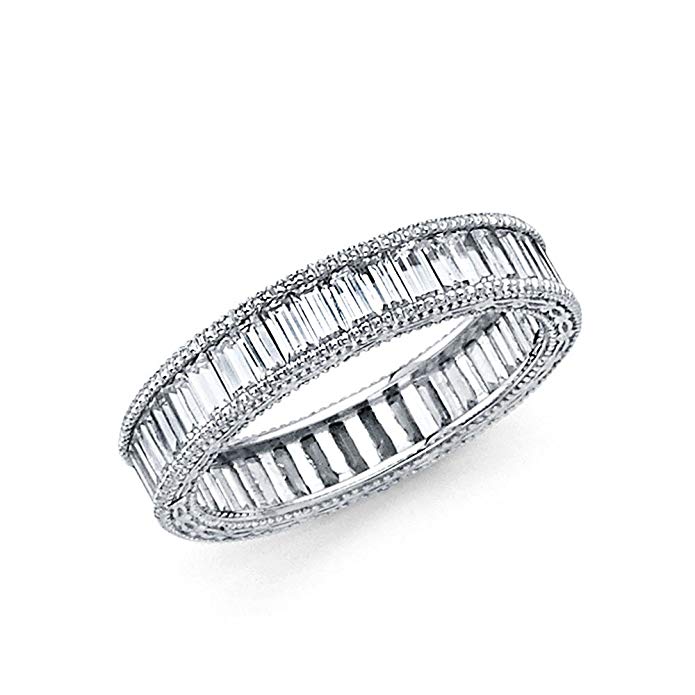 14k White Gold 4mm Wedding Eternity Band