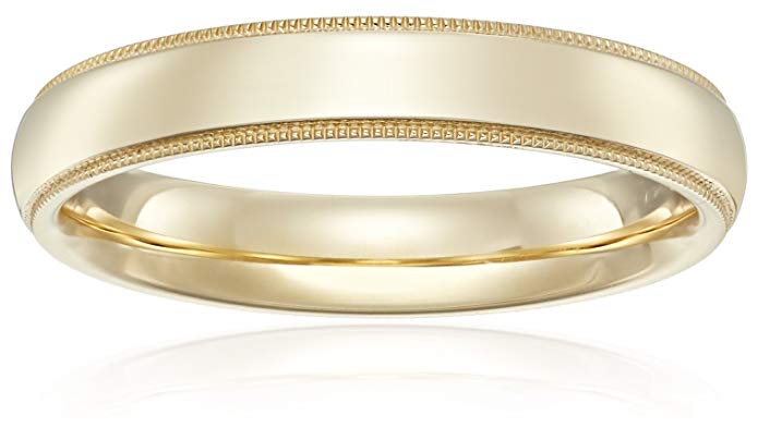 Standard Comfort Fit 14K Gold Milgrain Wedding Band, 4mm